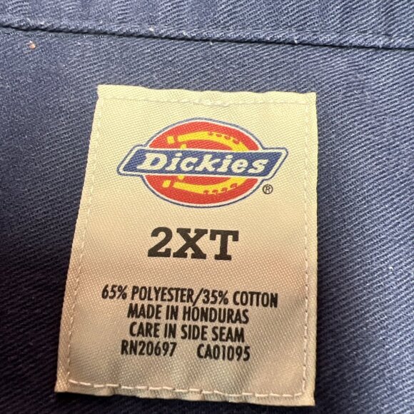 DICKIES MEN'S BLUE BUTTON UP WORK SHIRT SHORT SLEEVE SIZE 2XL 1574NV 2/12/16 - Picture 3 of 16